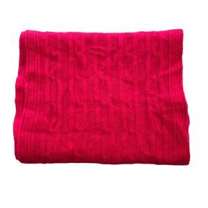 EVELYN 100% Cashmere Lightweight Cable Knit Scarf in Fuchsia Pink